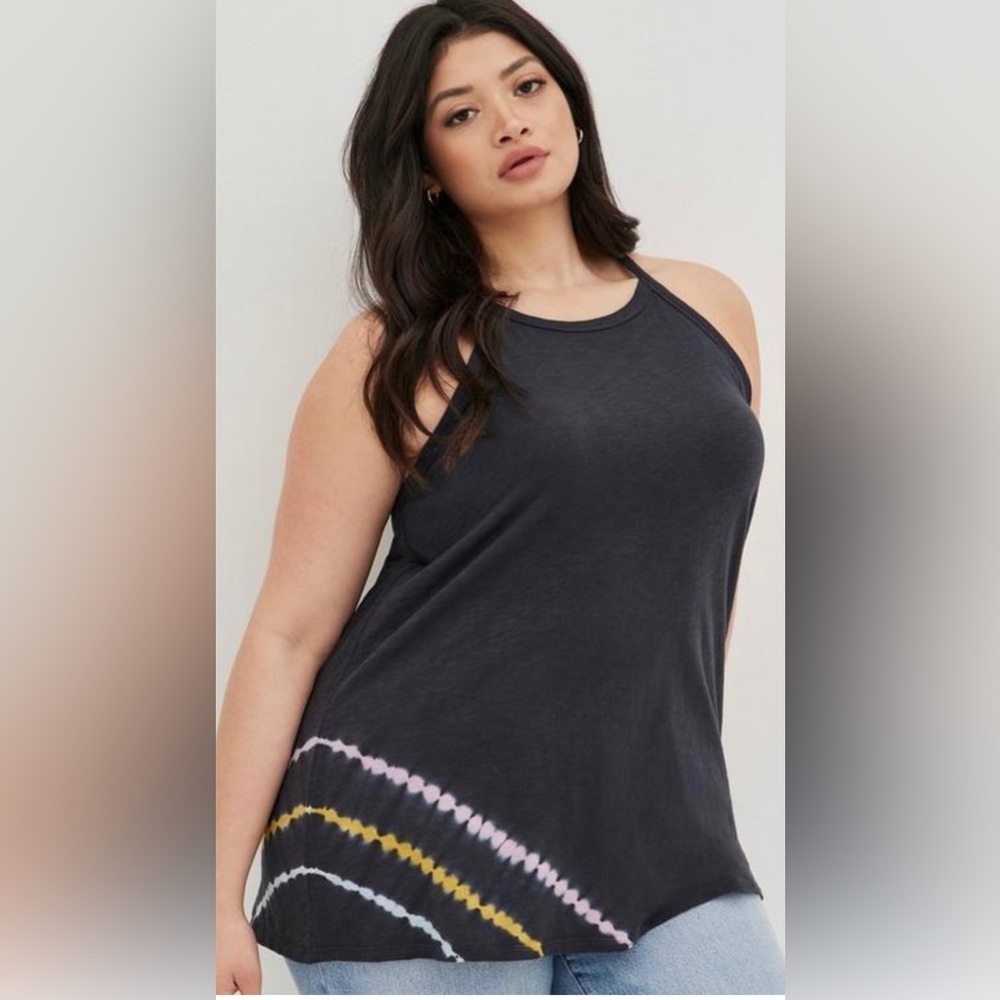 Torrid Black Tie-Dye Tank Top